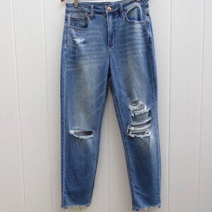 Straight Leg Raw Hem Ankle Jeans  Distressed Size 8